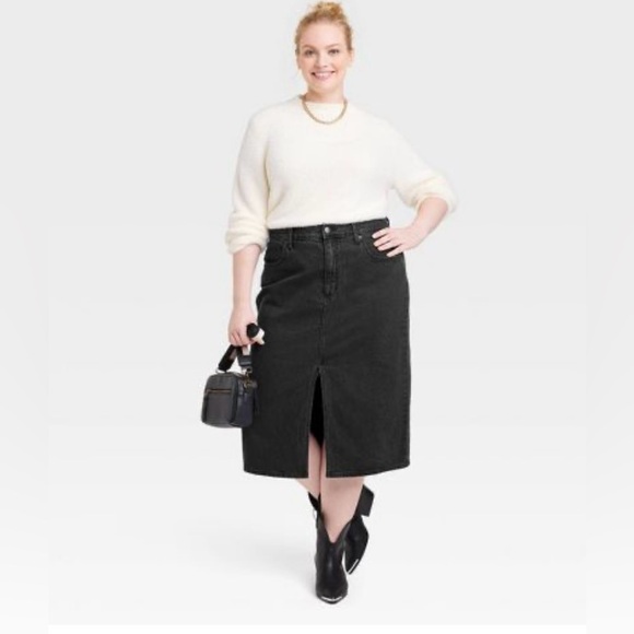Universal Thread Skirts Universal Thread Black Denim Midi Pencil